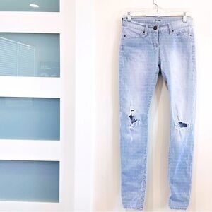BDG Urban Outfitters Distressed Railroad Stripe Mid Rise Cigarette jeans.